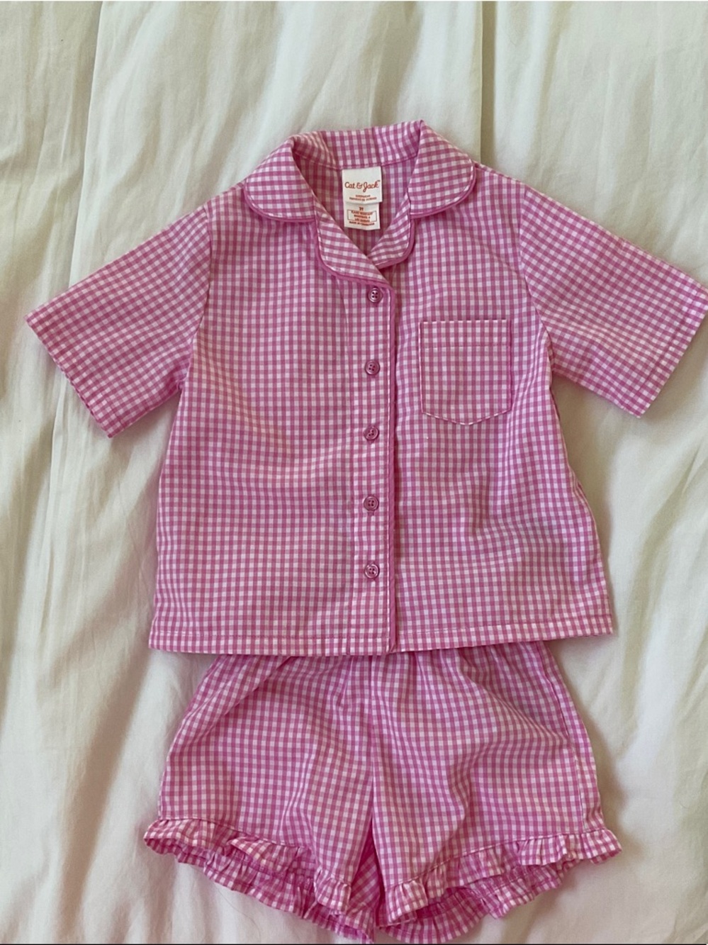 Cat & Jack Pink Gingham Short Pajama Set
